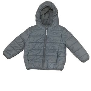 CAT & JACK Gray Puffer Jacket with Fleece Lining, Size 18M